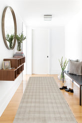 Talia TLI-1 Beige Plaid Machine-Washable Runner Rug – Polyester & Polypropylene Indoor Area Rug